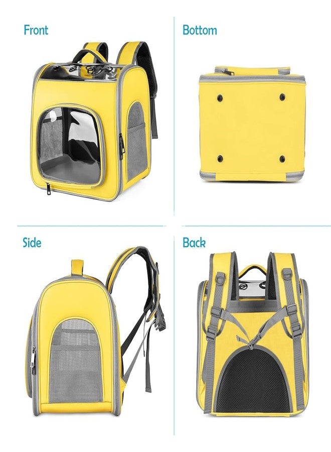 PET FUN Pet Travel Backpack for Cats & Small Dogs | Portable, Breathable Carrier Bag with Full Visibility & Comfort Padding for Hiking, Travel & Outdoor Adventures (Yellow) - Image 3